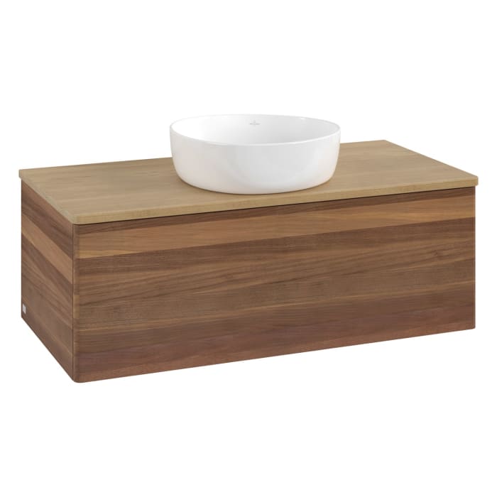 Villeroy & Boch Antao Waschbeckenunterschrank, 100 x 36 cm, 1 Auszug, Front ohne Struktur, ohne Hahnloch