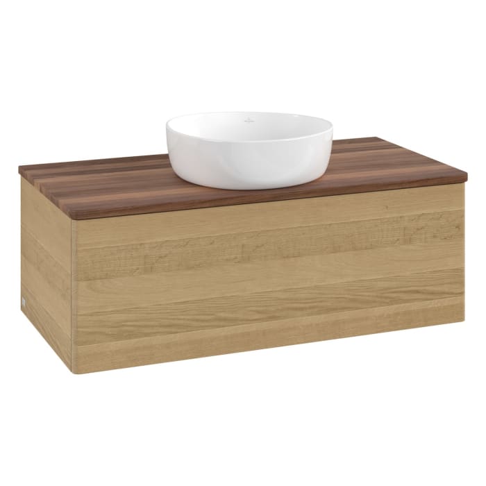 Villeroy & Boch Antao Waschbeckenunterschrank, 100 x 36 cm, 1 Auszug, Front ohne Struktur, ohne Hahnloch