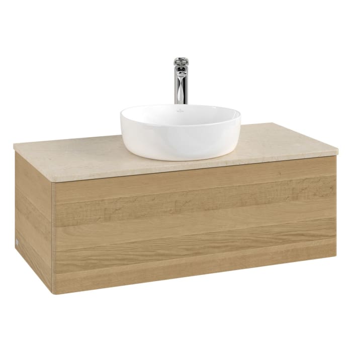 Villeroy & Boch Antao Waschbeckenunterschrank, 100 x 36 cm, 1 Auszug, Front ohne Struktur, mit Hahnloch