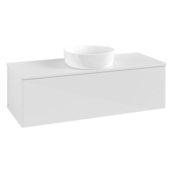 Villeroy & Boch Antao Waschbeckenunterschrank, 120 x 36 cm, 1 Auszug, Front ohne Struktur, mit Hahnloch, für Waschtisch mittig