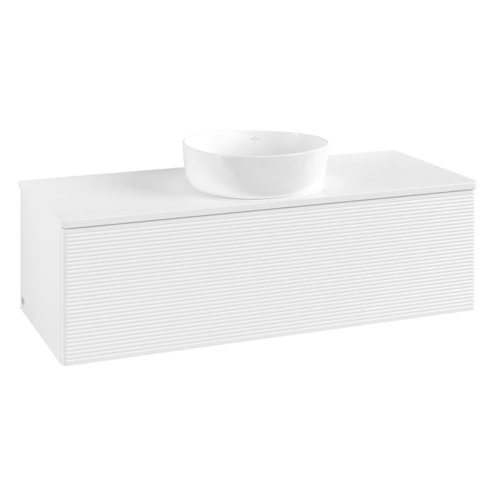 Villeroy & Boch Antao Waschbeckenunterschrank, 120 x 36 cm, 1 Auszug, Front mit Struktur, mit Hahnloch, für Waschtisch mittig
