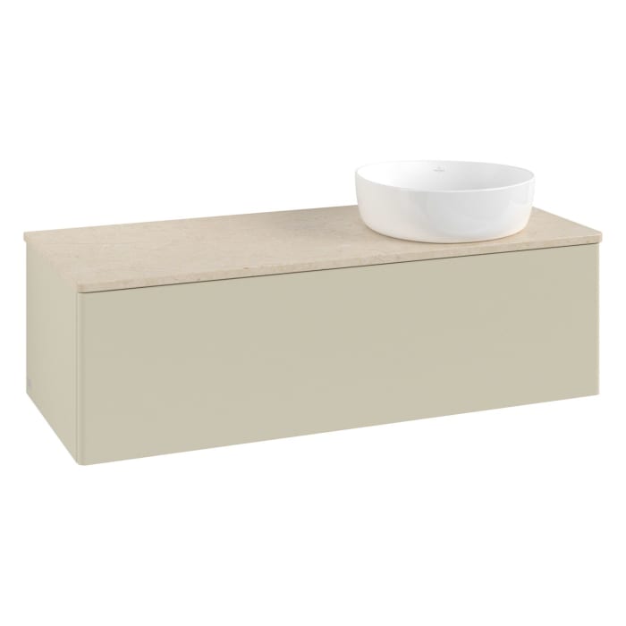 Villeroy & Boch Antao Waschbeckenunterschrank, 120 x 36 cm, 1 Auszug, Front ohne Struktur, ohne Hahnloch, für Waschtisch rechts