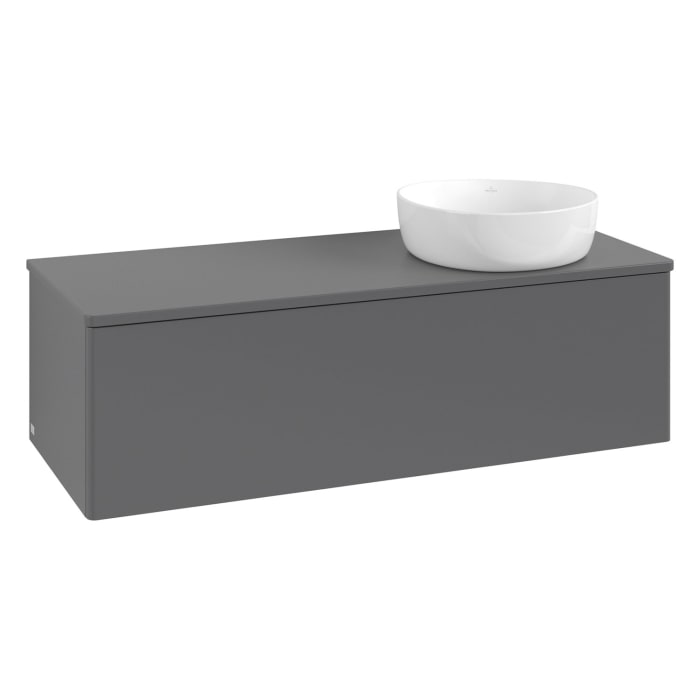 Villeroy & Boch Antao Waschbeckenunterschrank, 120 x 36 cm, 1 Auszug, Front ohne Struktur, mit Hahnloch, für Waschtisch rechts