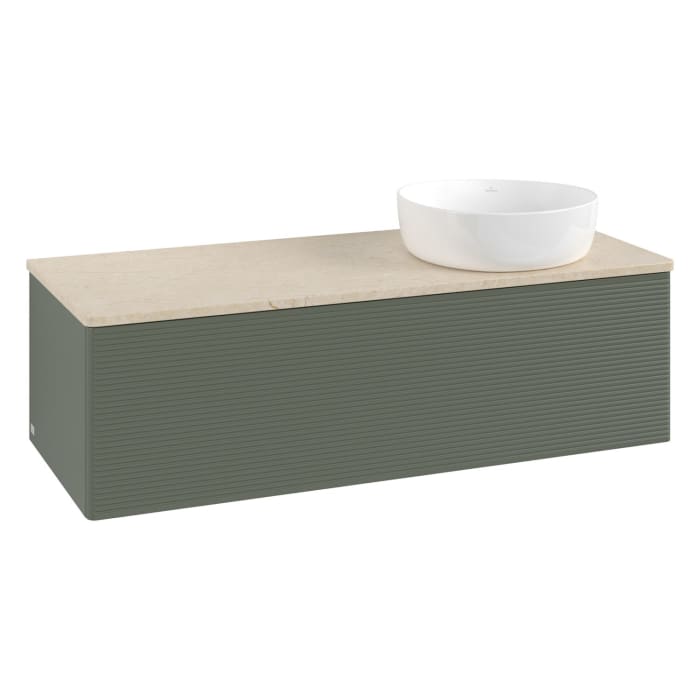 Villeroy & Boch Antao Waschbeckenunterschrank, 120 x 36 cm, 1 Auszug, Front mit Struktur, ohne Hahnloch, für Waschtisch rechts