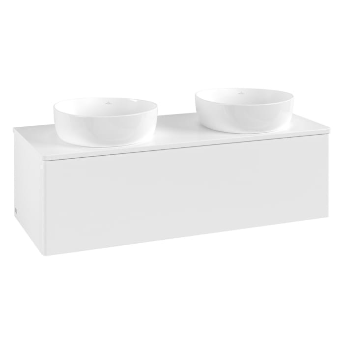 Villeroy & Boch Antao Waschbeckenunterschrank, 120 x 36 cm, 1 Auszug, Front ohne Struktur, ohne Hahnloch, für Waschtisch links und rechts