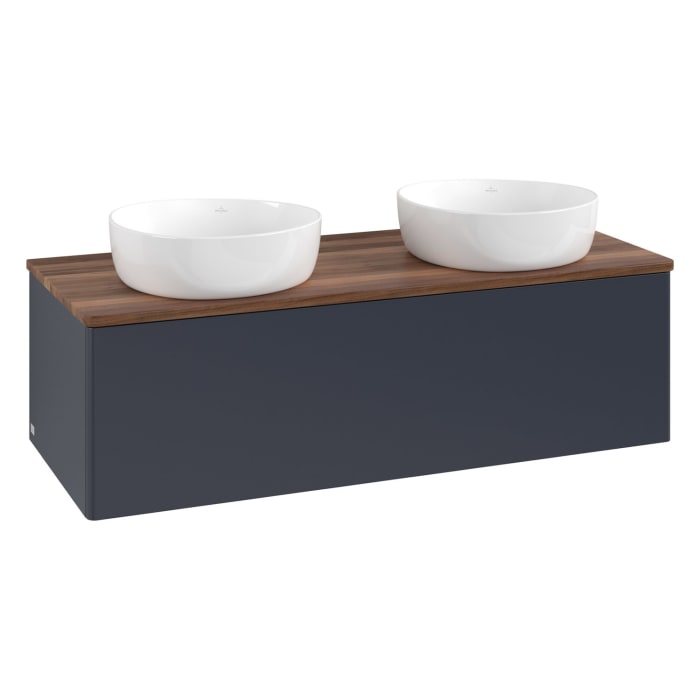 Villeroy & Boch Antao Waschbeckenunterschrank, 120 x 36 cm, 1 Auszug, Front ohne Struktur, ohne Hahnloch, für Waschtisch links und rechts