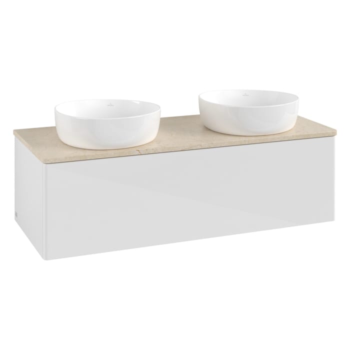 Villeroy & Boch Antao Waschbeckenunterschrank, 120 x 36 cm, 1 Auszug, Front ohne Struktur, ohne Hahnloch, für Waschtisch links und rechts