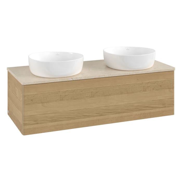 Villeroy & Boch Antao Waschbeckenunterschrank, 120 x 36 cm, 1 Auszug, Front ohne Struktur, ohne Hahnloch, für Waschtisch links und rechts