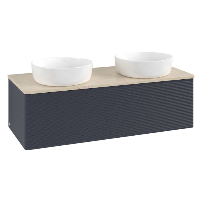 Villeroy & Boch Antao Waschbeckenunterschrank, 120 x 36 cm, 1 Auszug, Front mit Struktur, ohne Hahnloch, für Waschtisch links und rechts