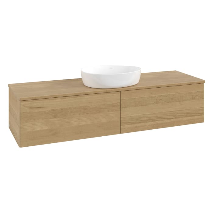 Villeroy & Boch Antao Waschbeckenunterschrank, 160 x 36 cm, 2 Auszüge, Front ohne Struktur, ohne Hahnloch, für Waschtisch mittig