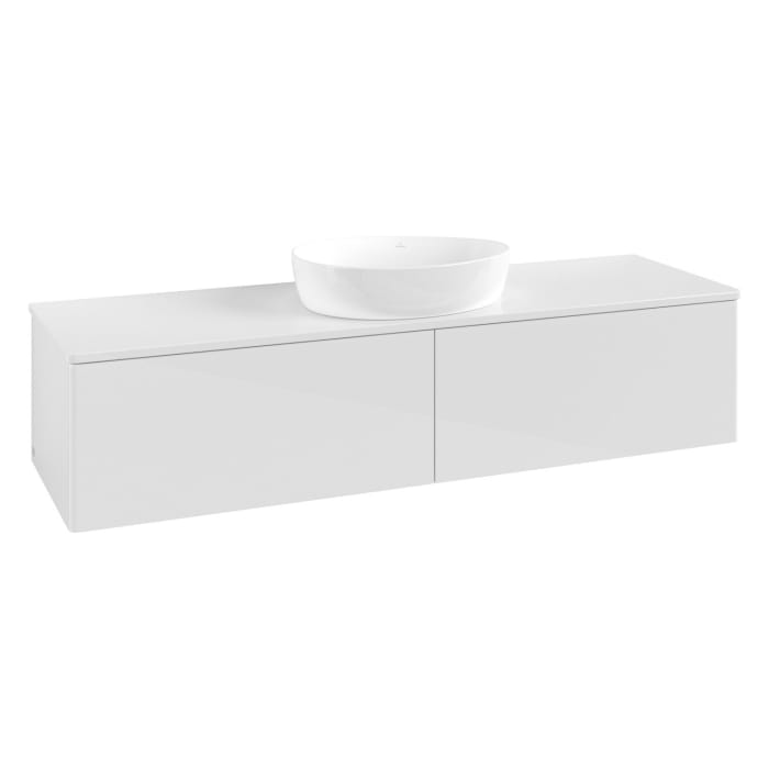 Villeroy & Boch Antao Waschbeckenunterschrank, 160 x 36 cm, 2 Auszüge, Front ohne Struktur, mit Hahnloch, für Waschtisch mittig