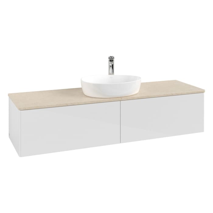 Villeroy & Boch Antao Waschbeckenunterschrank, 160 x 36 cm, 2 Auszüge, Front ohne Struktur, mit Hahnloch, für Waschtisch mittig