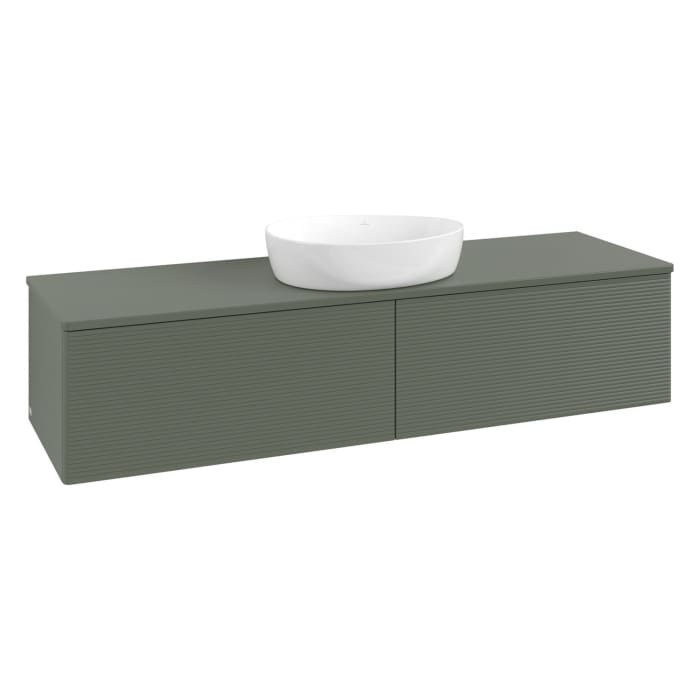 Villeroy & Boch Antao Waschbeckenunterschrank, 160 x 36 cm, 2 Auszüge, Front mit Struktur, mit Hahnloch, für Waschtisch mittig