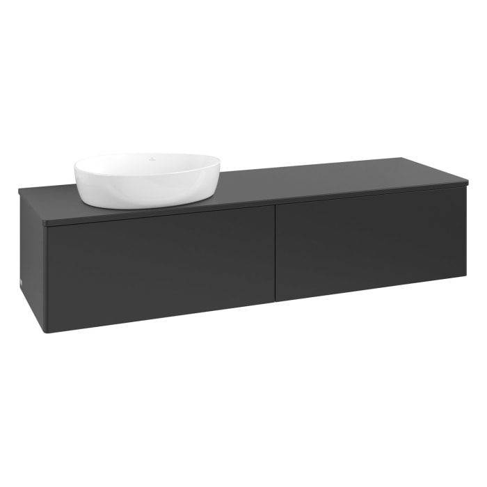 Villeroy & Boch Antao Waschbeckenunterschrank, 160 x 36 cm, 2 Auszüge, Front ohne Struktur, ohne Hahnloch, für Waschtisch links