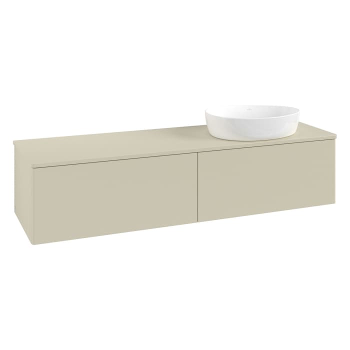 Villeroy & Boch Antao Waschbeckenunterschrank, 160 x 36 cm, 2 Auszüge, Front ohne Struktur, ohne Hahnloch, für Waschtisch rechts
