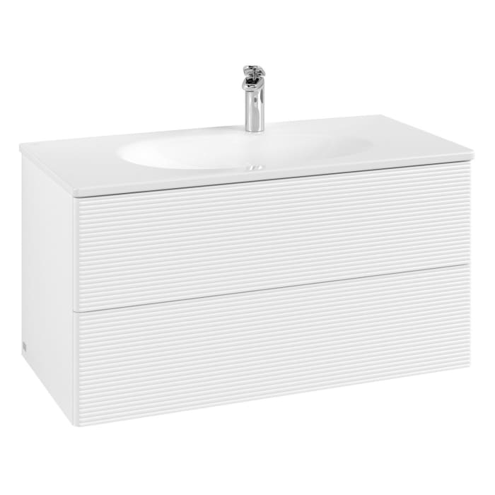 Villeroy & Boch Antao Waschbeckenunterschrank, 98,8 x 50,4 cm, 2 Auszüge, Fronten mit Struktur