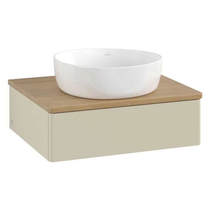 Villeroy & Boch Antao Waschbeckenunterschrank, 60 x 19 cm, 1 Auszug, Front ohne Struktur, ohne Hahnloch