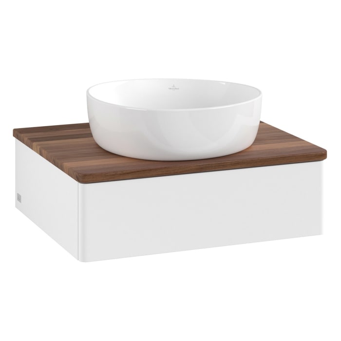 Villeroy & Boch Antao Waschbeckenunterschrank, 60 x 19 cm, 1 Auszug, Front ohne Struktur, ohne Hahnloch