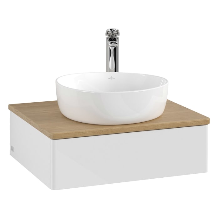 Villeroy & Boch Antao Waschbeckenunterschrank, 60 x 19 cm, 1 Auszug, Front ohne Struktur, mit Hahnloch