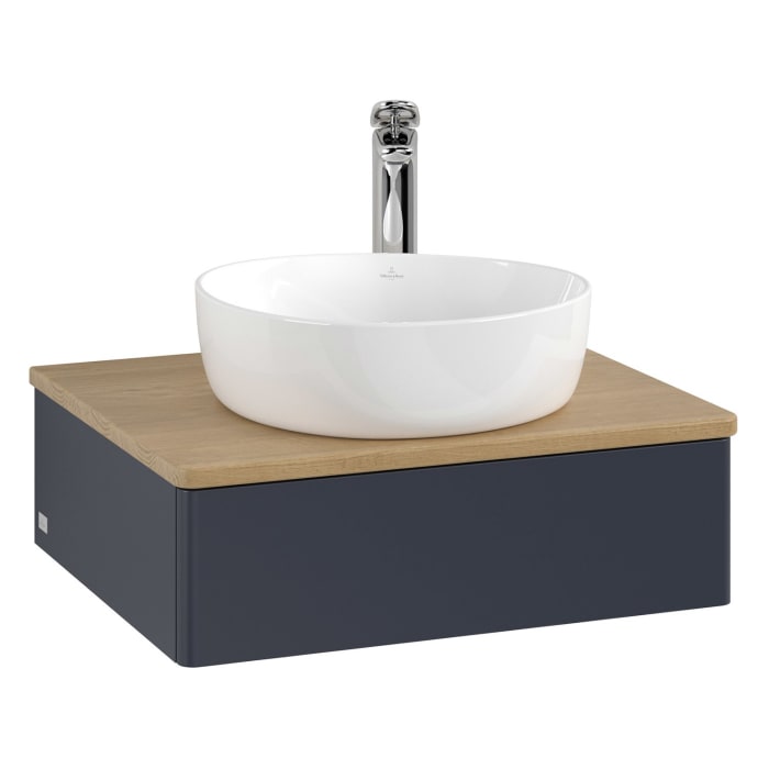 Villeroy & Boch Antao Waschbeckenunterschrank, 60 x 19 cm, 1 Auszug, Front ohne Struktur, mit Hahnloch