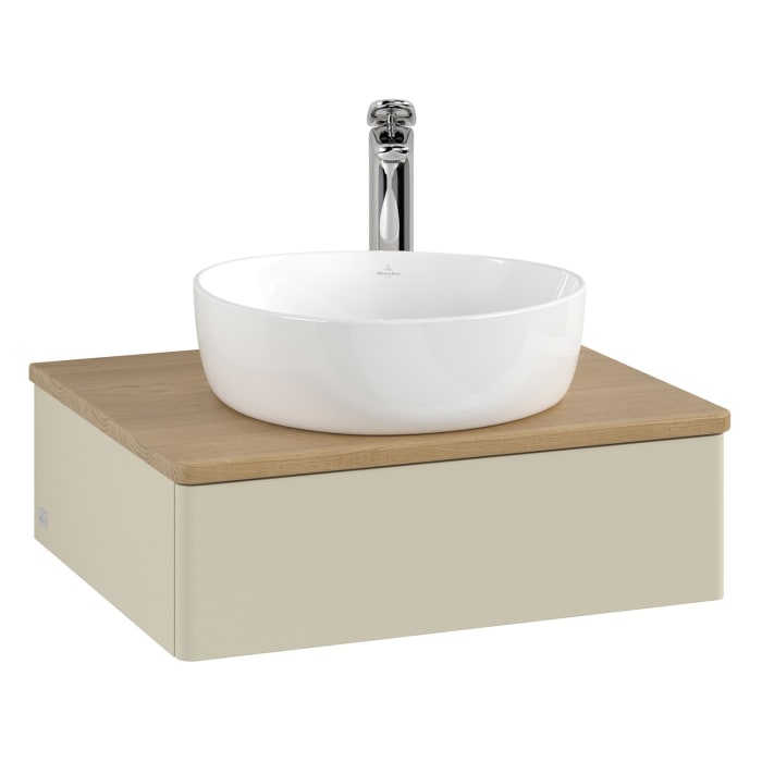 Villeroy & Boch Antao Waschbeckenunterschrank, 60 x 19 cm, 1 Auszug, Front ohne Struktur, mit Hahnloch