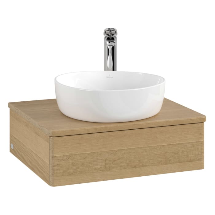 Villeroy & Boch Antao Waschbeckenunterschrank, 60 x 19 cm, 1 Auszug, Front ohne Struktur, mit Hahnloch