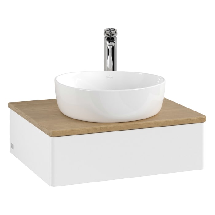 Villeroy & Boch Antao Waschbeckenunterschrank, 60 x 19 cm, 1 Auszug, Front ohne Struktur, mit Hahnloch