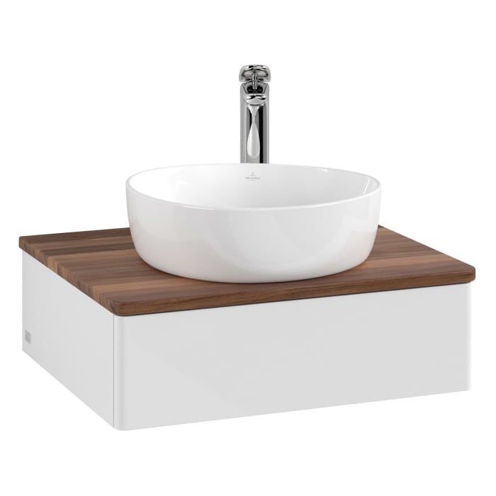 Villeroy & Boch Antao Waschbeckenunterschrank, 60 x 19 cm, 1 Auszug, Front ohne Struktur, mit Hahnloch