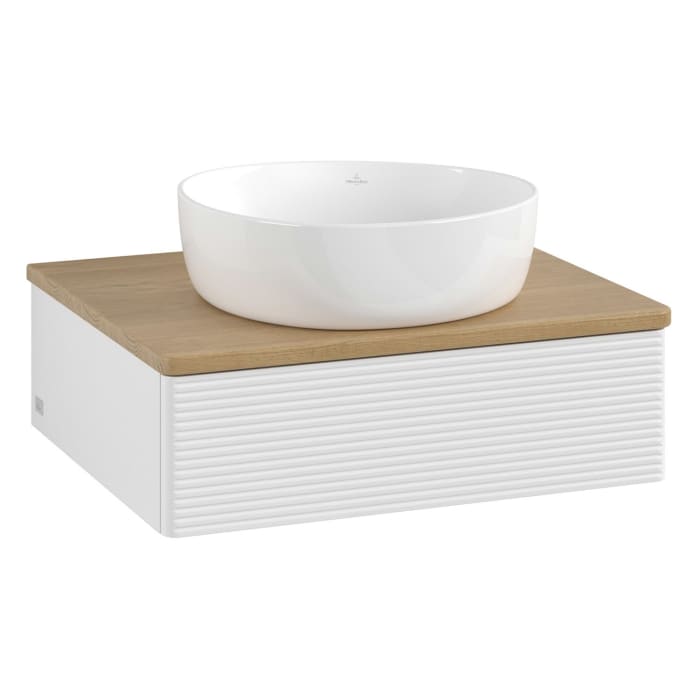 Villeroy & Boch Antao Waschbeckenunterschrank, 60 x 19 cm, 1 Auszug, Front mit Struktur, ohne Hahnloch