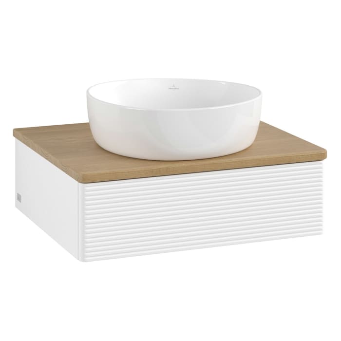 Villeroy & Boch Antao Waschbeckenunterschrank, 60 x 19 cm, 1 Auszug, Front mit Struktur, ohne Hahnloch