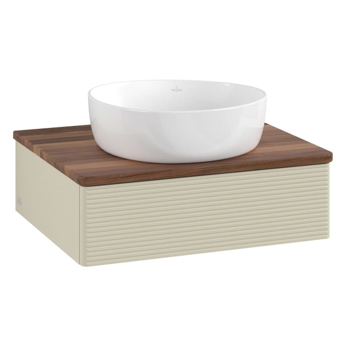 Villeroy & Boch Antao Waschbeckenunterschrank, 60 x 19 cm, 1 Auszug, Front mit Struktur, ohne Hahnloch