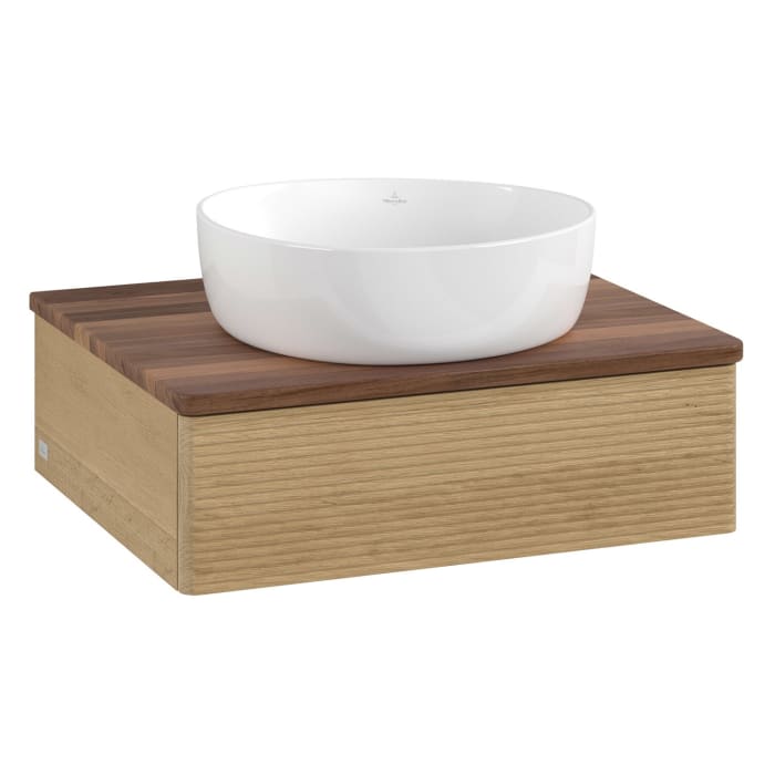 Villeroy & Boch Antao Waschbeckenunterschrank, 60 x 19 cm, 1 Auszug, Front mit Struktur, ohne Hahnloch