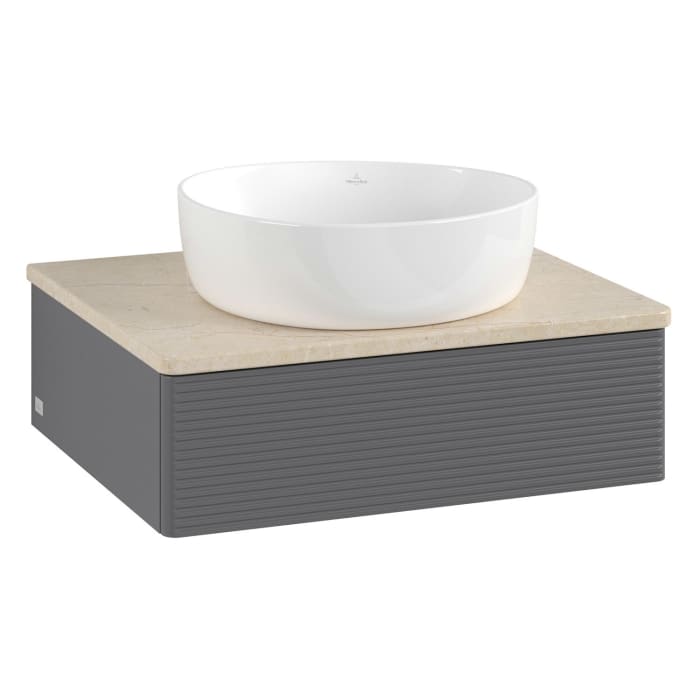 Villeroy & Boch Antao Waschbeckenunterschrank, 60 x 19 cm, 1 Auszug, Front mit Struktur, ohne Hahnloch