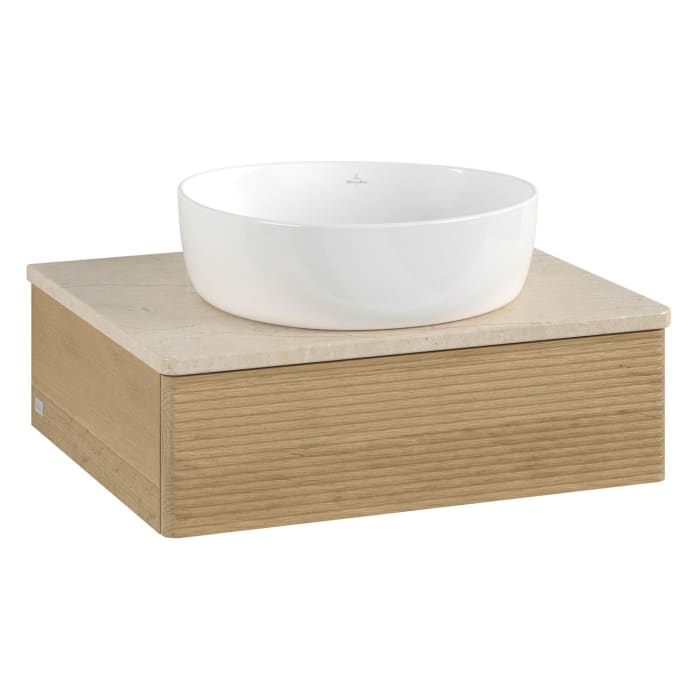 Villeroy & Boch Antao Waschbeckenunterschrank, 60 x 19 cm, 1 Auszug, Front mit Struktur, ohne Hahnloch