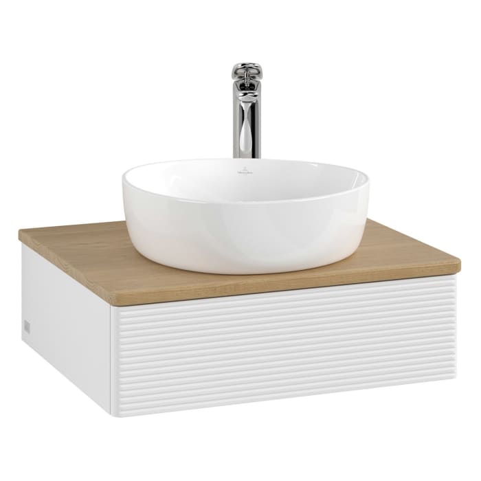 Villeroy & Boch Antao Waschbeckenunterschrank, 60 x 19 cm, 1 Auszug, Front mit Struktur, mit Hahnloch