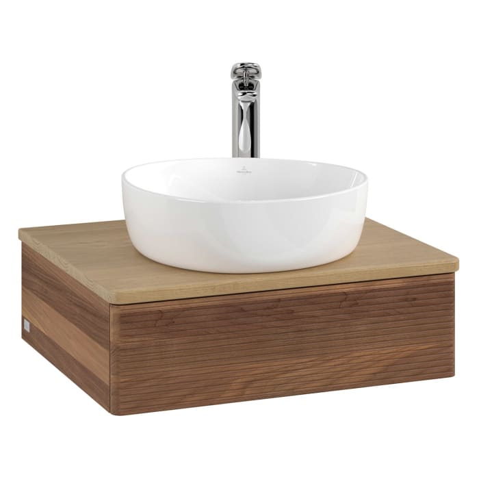 Villeroy & Boch Antao Waschbeckenunterschrank, 60 x 19 cm, 1 Auszug, Front mit Struktur, mit Hahnloch