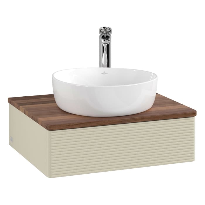 Villeroy & Boch Antao Waschbeckenunterschrank, 60 x 19 cm, 1 Auszug, Front mit Struktur, mit Hahnloch