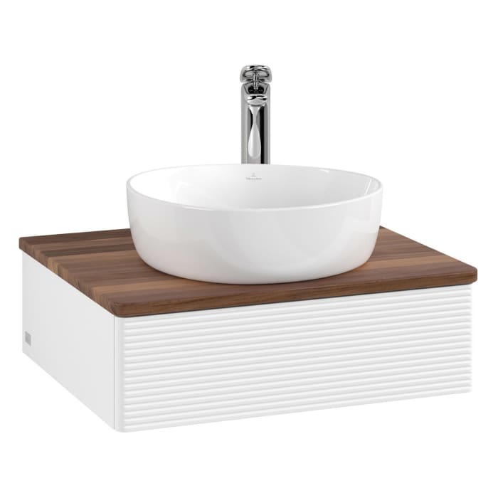 Villeroy & Boch Antao Waschbeckenunterschrank, 60 x 19 cm, 1 Auszug, Front mit Struktur, mit Hahnloch