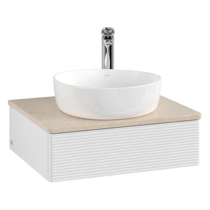 Villeroy & Boch Antao Waschbeckenunterschrank, 60 x 19 cm, 1 Auszug, Front mit Struktur, mit Hahnloch