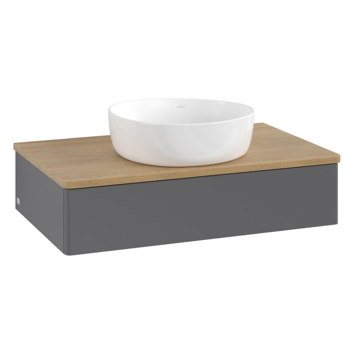 Villeroy & Boch Antao Waschbeckenunterschrank, 80 x 19 cm, 1 Auszug, Front ohne Struktur, ohne Hahnloch