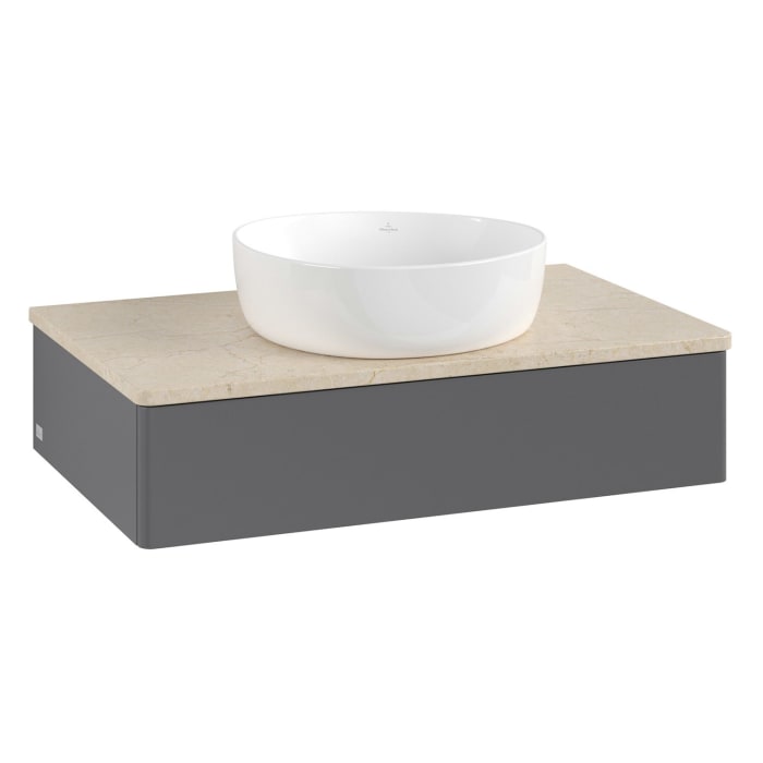 Villeroy & Boch Antao Waschbeckenunterschrank, 80 x 19 cm, 1 Auszug, Front ohne Struktur, ohne Hahnloch