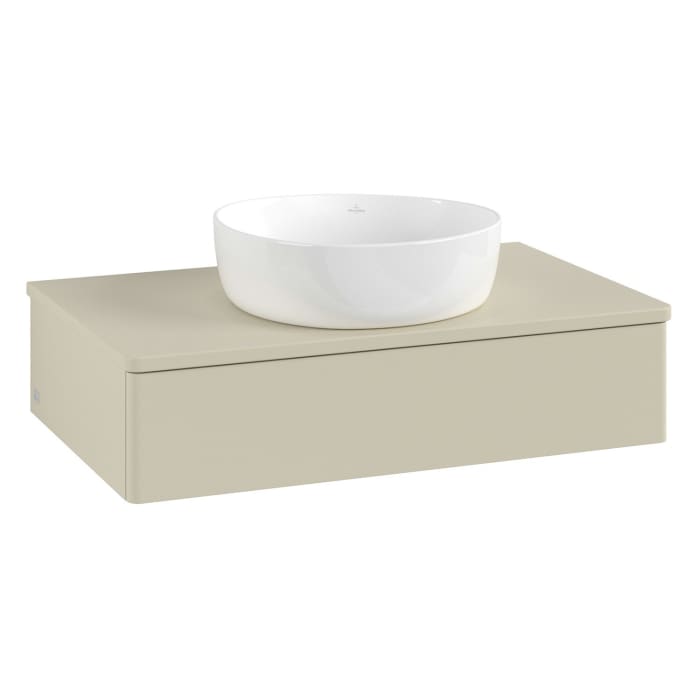 Villeroy & Boch Antao Waschbeckenunterschrank, 80 x 19 cm, 1 Auszug, Front ohne Struktur, mit Hahnloch