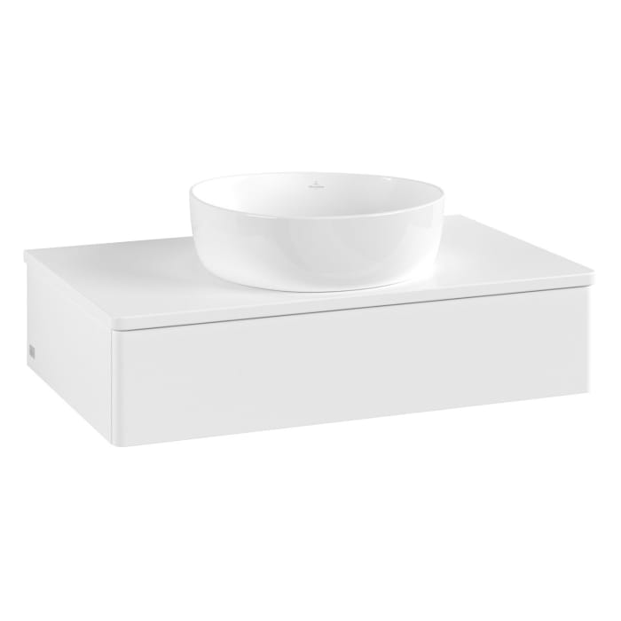 Villeroy & Boch Antao Waschbeckenunterschrank, 80 x 19 cm, 1 Auszug, Front ohne Struktur, mit Hahnloch