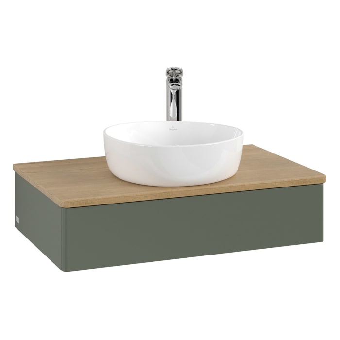 Villeroy & Boch Antao Waschbeckenunterschrank, 80 x 19 cm, 1 Auszug, Front ohne Struktur, mit Hahnloch