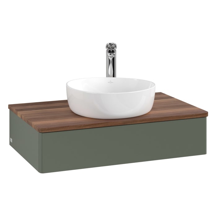 Villeroy & Boch Antao Waschbeckenunterschrank, 80 x 19 cm, 1 Auszug, Front ohne Struktur, mit Hahnloch