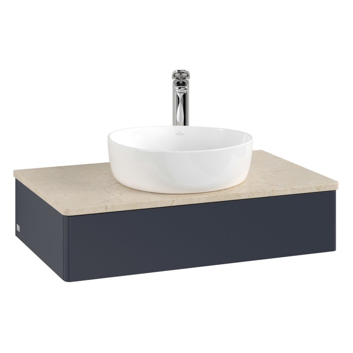 Villeroy & Boch Antao Waschbeckenunterschrank, 80 x 19 cm, 1 Auszug, Front ohne Struktur, mit Hahnloch