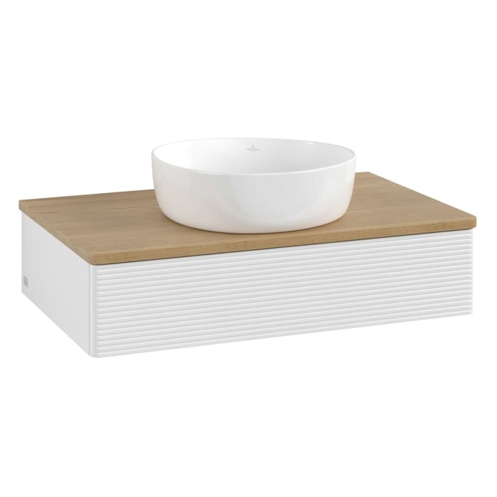 Villeroy & Boch Antao Waschbeckenunterschrank, 80 x 19 cm, 1 Auszug, Front mit Struktur, ohne Hahnloch