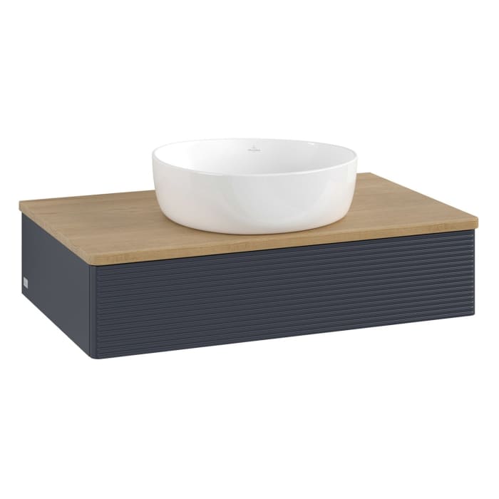 Villeroy & Boch Antao Waschbeckenunterschrank, 80 x 19 cm, 1 Auszug, Front mit Struktur, ohne Hahnloch