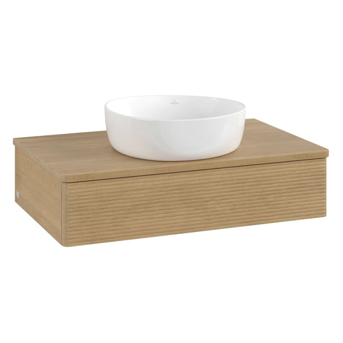 Villeroy & Boch Antao Waschbeckenunterschrank, 80 x 19 cm, 1 Auszug, Front mit Struktur, ohne Hahnloch