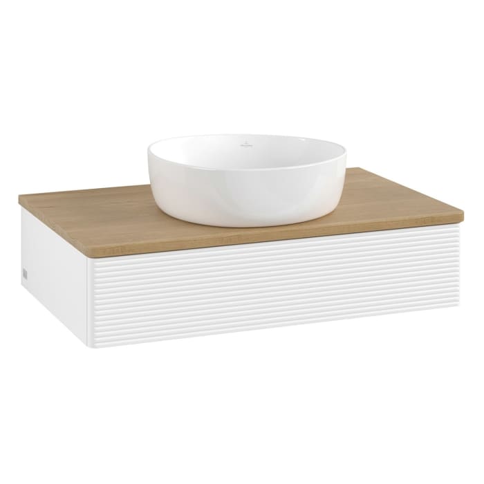 Villeroy & Boch Antao Waschbeckenunterschrank, 80 x 19 cm, 1 Auszug, Front mit Struktur, ohne Hahnloch